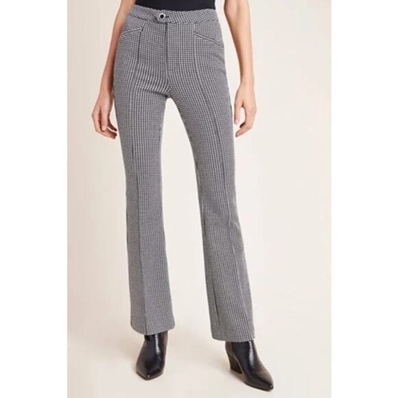 Anthropologie Houndstooth The Essential Trouser Black/White Size 6 - Picture 1 of 8